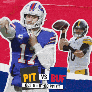 a poster for pit vs buf shows two football players