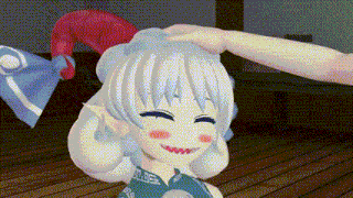 a person is petting a cartoon character 's head