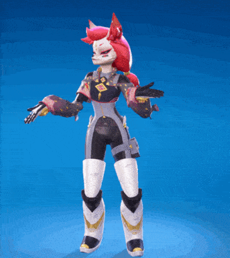 a cartoon character with red hair is standing with her hands outstretched