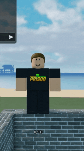 a roblox character with a shirt that says prison on it