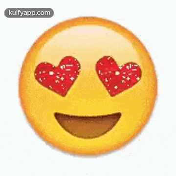a smiley face with red hearts in its eyes .
