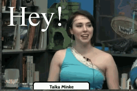 a woman with the name taika minke on a sign