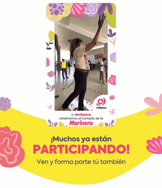 a woman is dancing in a mallplaza photo frame