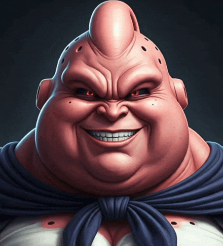 a close up of a cartoon character 's face with a scarf around his neck