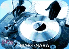a person is playing a record on a turntable and the name mari-nara is on the bottom