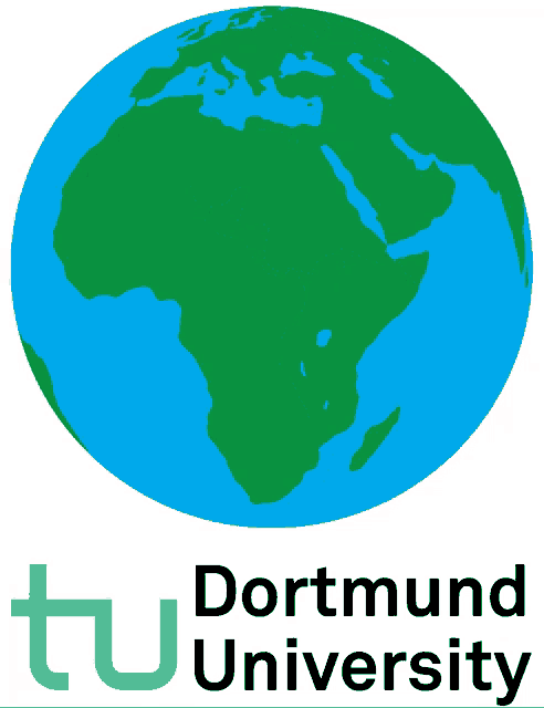 a logo for dortmund university with a green globe in the center
