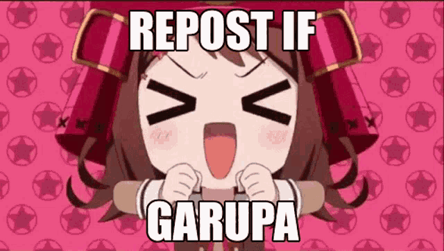 a picture of a girl with the words repost if garupa written on it