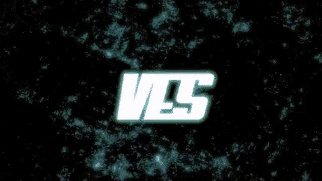 a purple and white logo that says ves on a black background