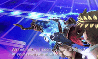 a video game character says ah heh heh i seem to have drowned in your reservoir of strength ..
