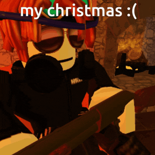 a cartoon character holding a gun with the words " my christmas " written on the bottom