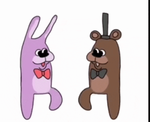 a cartoon of a rabbit and a bear with bow ties