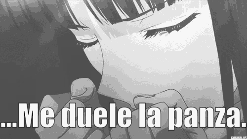 a black and white drawing of a woman with the words me duele la panza