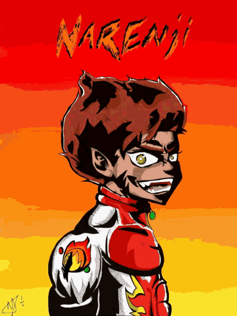a drawing of a cartoon character with the name narenji on it