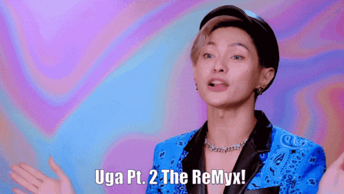 a man in a blue jacket and black hat says uga pt. 2 the remix