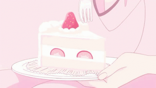 Anime Cake Strawberry Cake GIF - Anime Cake Strawberry Cake Anime Food GIFs