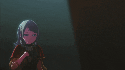 a girl with blue eyes is wearing a red cape with the letter p on it