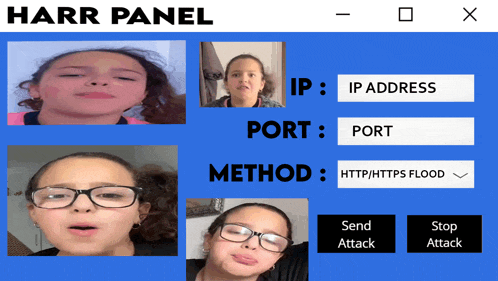 a screen shows a girl with glasses and the words " harr panel " at the top