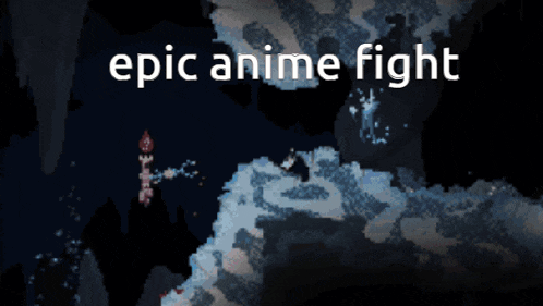 a video game called epic anime fight is being played in a dark cave