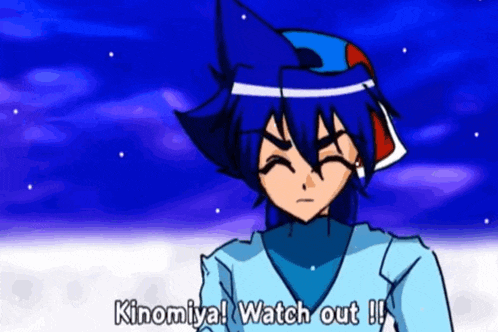 a cartoon character says " kinomiya watch out !! "