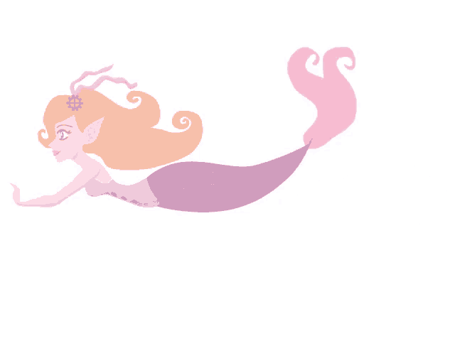 a cartoon illustration of a mermaid with a pink tail