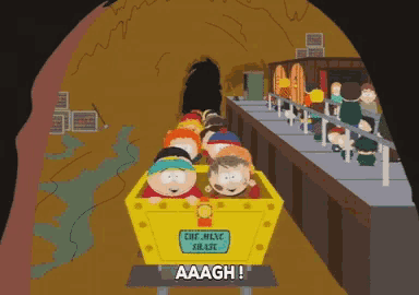 a group of people are riding a roller coaster that says aaagh