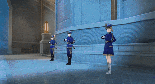 a video game character wearing a blue cape and a hat