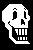 a pixel art drawing of a skull with a smiley face .