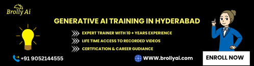 an ad for generative ai training in hyderabad with a light bulb