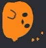 a green cartoon character with a sad face and a crown on his head .