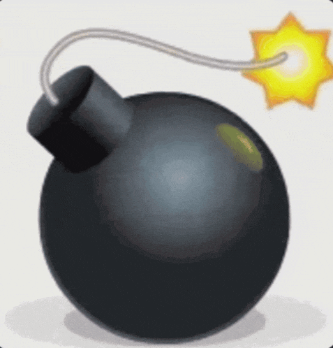 a cartoon illustration of a bomb with a lit fuse