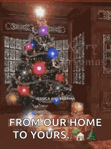 a christmas tree with the words from our home to yours on it