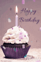 a birthday card with a cupcake and a candle