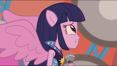 twilight sparkle from my little pony is holding a microphone
