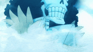 a cartoon drawing of a skeleton with a sword