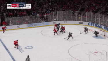 a hockey game between canada and the usa is being played