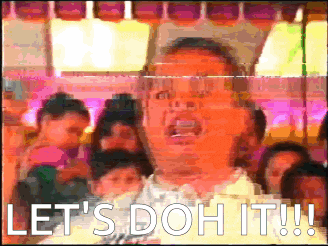 a blurry picture of a man screaming with the words let 's doh it