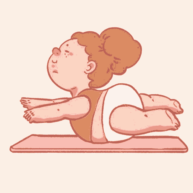 a cartoon of a woman doing yoga on a mat