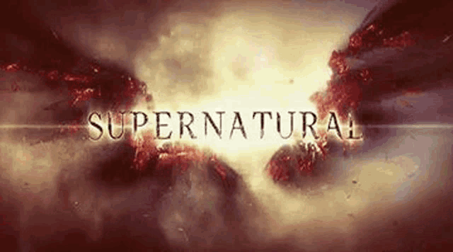 the logo for supernatural is being displayed on a dark background with a flame coming out of it .