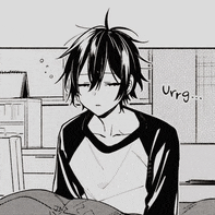 a black and white drawing of a boy laying in bed with his eyes closed .
