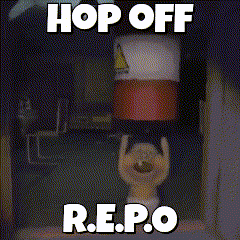 a sign that says hop off r.e.p.o