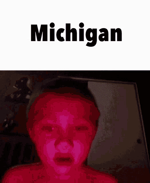 a picture of a child with the word michigan on the bottom