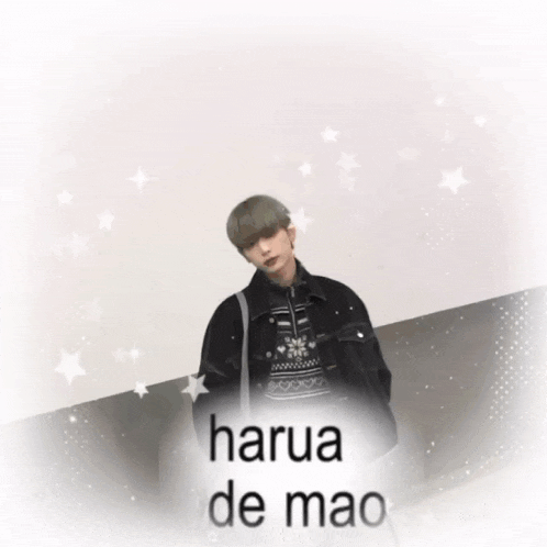 a picture of a boy with the words harua de mao written on the bottom