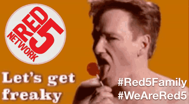 a man is licking a lollipop with the words let 's get freaky below him