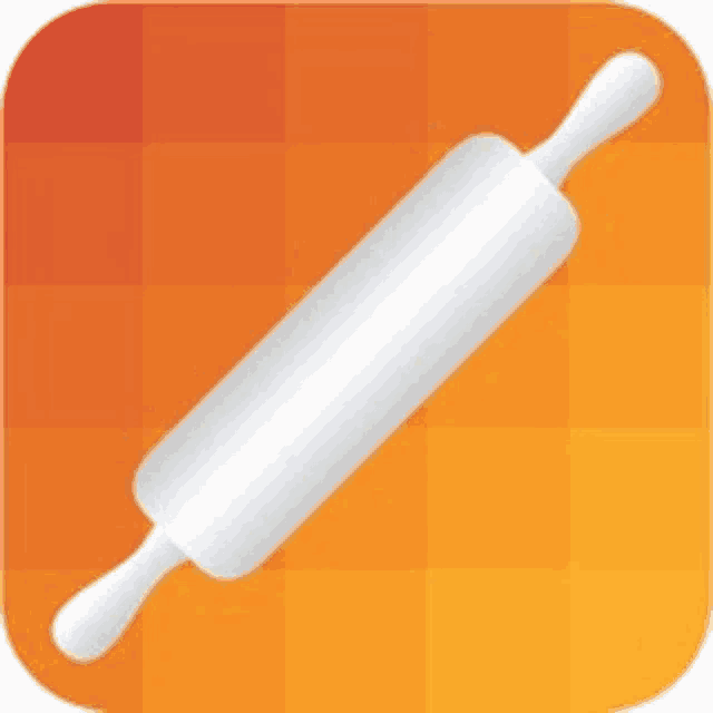 an illustration of a rolling pin on a checkered orange background .