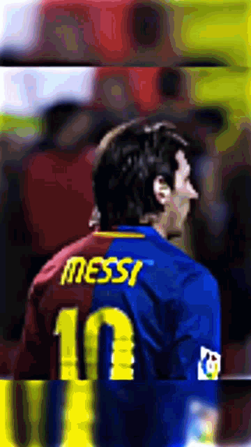 a soccer player wearing a jersey that says messi 10
