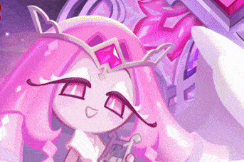 a close up of a cartoon character with pink hair and a tiara .