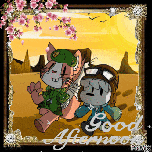 a picture of a cat and a dog with the words good afternoon