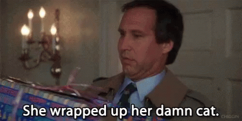 Christmas Cheer GIF - National Lampoon Christmas Vacation She Wrapped Up Her Damn Cat GIFs