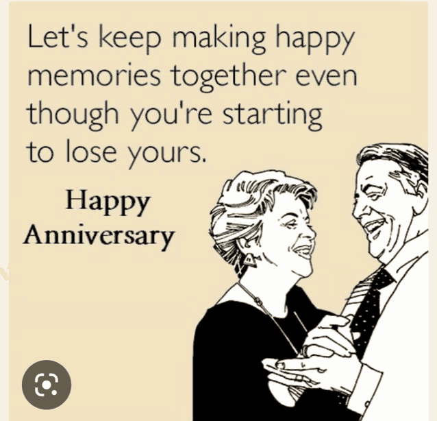a happy anniversary card with a cartoon of a man and woman