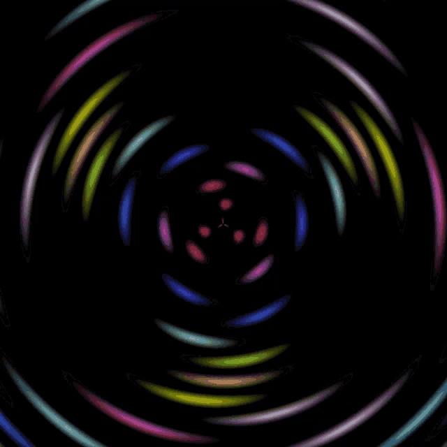 a colorful circle with a red circle in the center